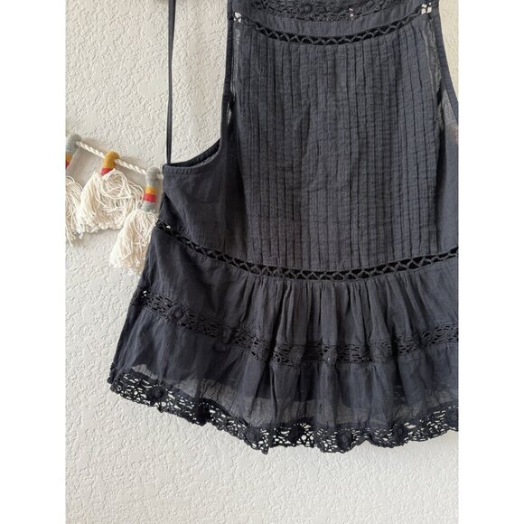 Free People Constant Crush Pintucked Lace Sheer Halter Top Dainty Coquette M - Picture 5 of 8